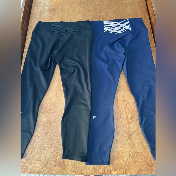 Fabletics Deep Blue and Black PowerHold Leggings - Picture 2 of 5